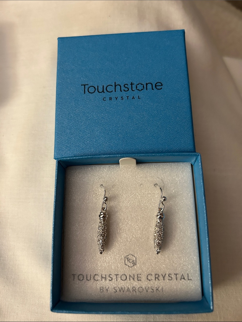 Retired silver-tone Touchstone Crystal by Swarovski Spiked Earrings NIB
